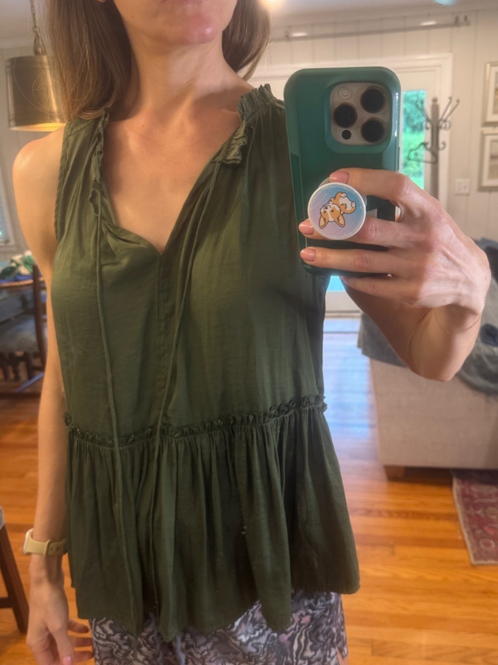LOFT Olive Green Sleeveless Peplum Tank Top